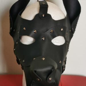 MASCHERA CANE IN VERA PELLE COLOR NERO