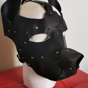 MASCHERA CANE IN VERA PELLE COLOR NERO