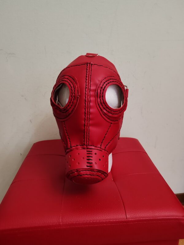 MASCHERA A GAS IN VERA PELLE COLOR ROSSO - immagine 4