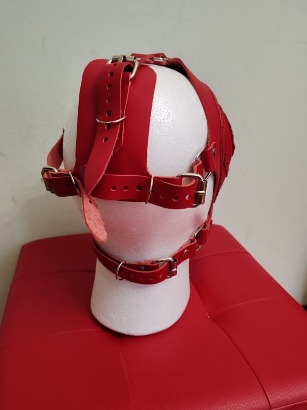 MASCHERA A GAS IN VERA PELLE COLOR ROSSO - immagine 3