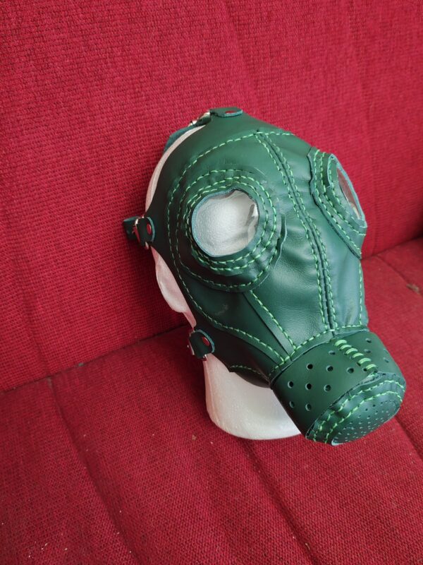 MASCHERA A GAS IN VERA PELLE COLOR VERDE - immagine 7