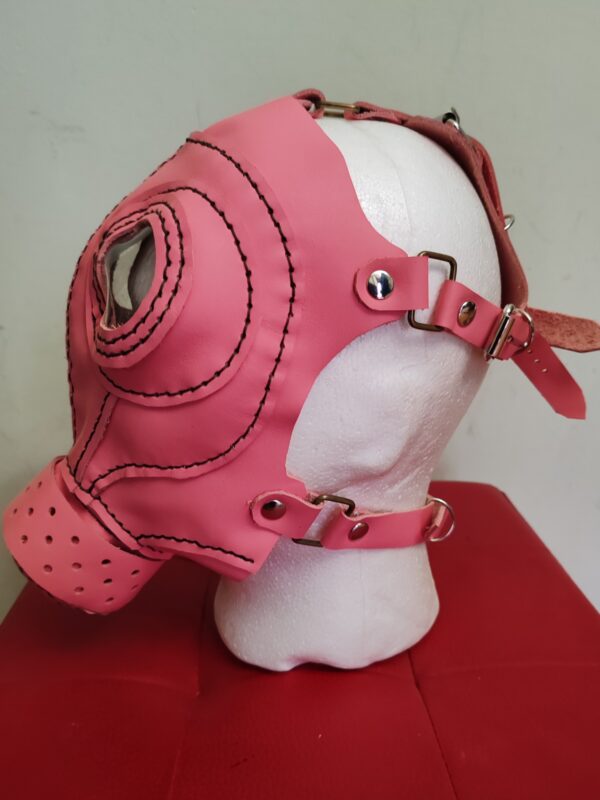 MASCHERA A GAS COLOR ROSA IN VERA PELLE - immagine 2