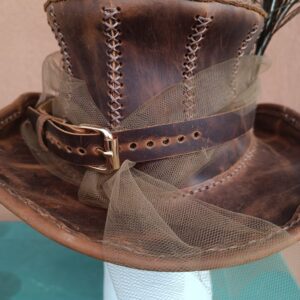 CAPPELLO IN VERE PELLE GOTICO/STEAMPUNK