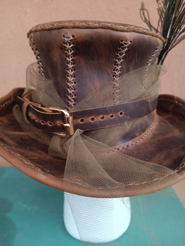 CAPPELLO IN VERE PELLE GOTICO/STEAMPUNK - immagine 2