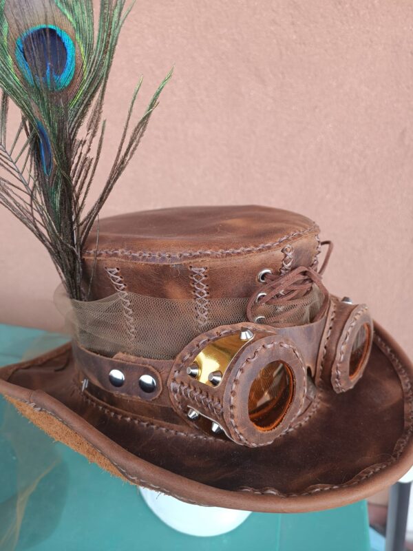 CAPPELLO IN VERE PELLE GOTICO/STEAMPUNK