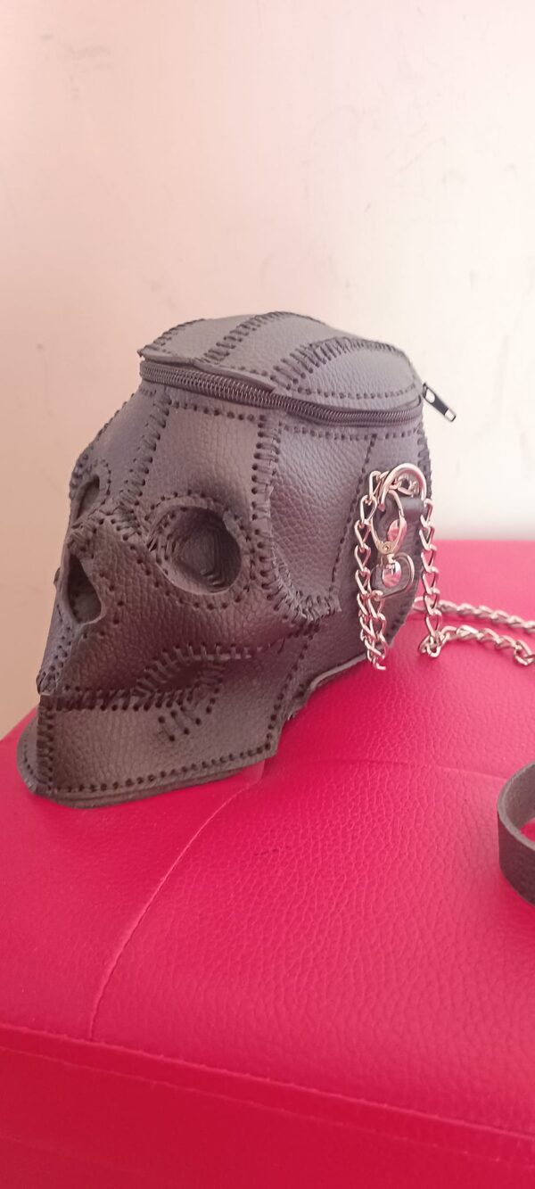 BORSA "SKULL" TOTAL BLACK IN VERA PELLE - immagine 10