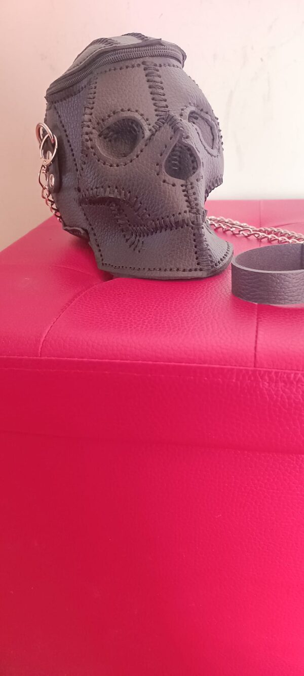 BORSA "SKULL" TOTAL BLACK IN VERA PELLE - immagine 9
