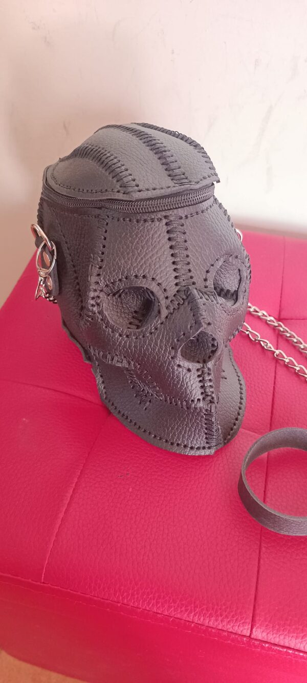 BORSA "SKULL" TOTAL BLACK IN VERA PELLE - immagine 8
