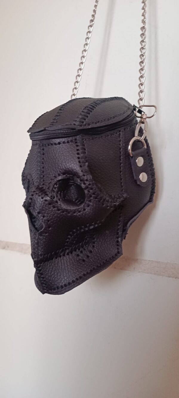 BORSA "SKULL" TOTAL BLACK IN VERA PELLE - immagine 5