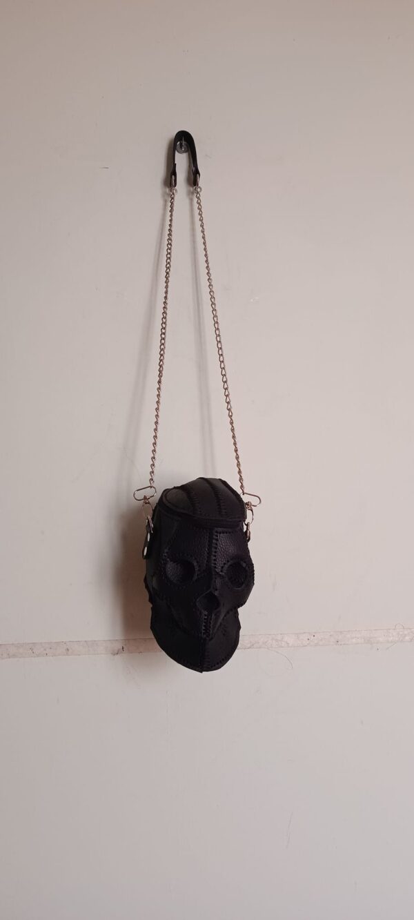BORSA "SKULL" TOTAL BLACK IN VERA PELLE - immagine 4
